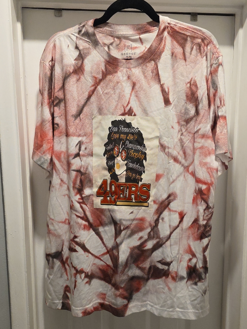 George Tie-Dye 49ERS Graphic Tee in White and Red